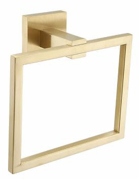 Kins Brushed Gold Square Towel ring