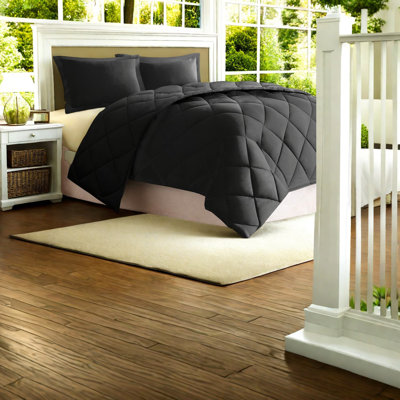 Hypoallergenic Reversible Bedding Sets, Black Polyester, Cozy Comfort For Home