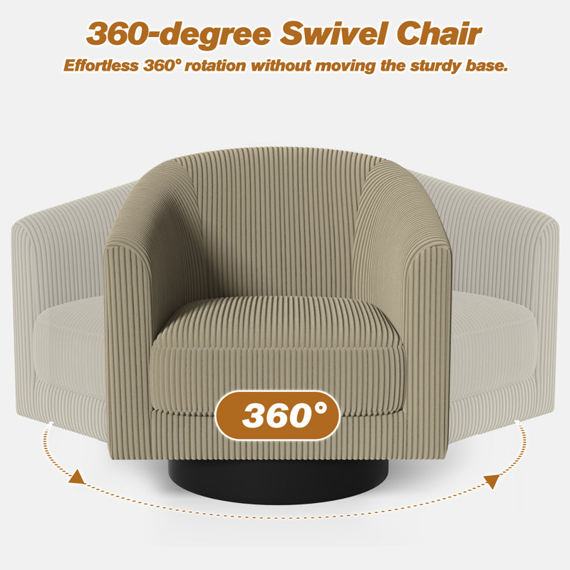 Fauteuil demi-tonneau pivotant Corduroy, Chameau du désert