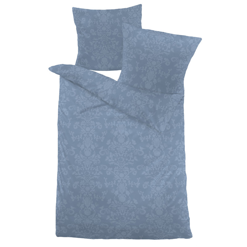 Jarvis Damask Duvet Cover Set with Pillowcases, Single - 1 Pillowcase (80 x 80 cm), Gray