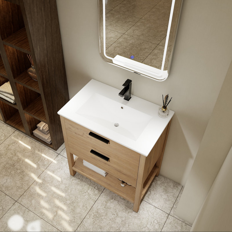 Meuble-lavabo 30 po avec deux tiroirs, Blanc