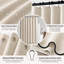 Rideau de douche festonné en imitation lin, bordure noire et crochets