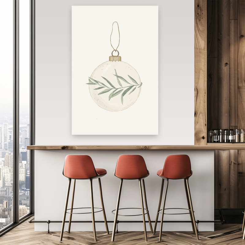 Olive Branch Christmas Ornament Elegant Minimalist Peaceful Nature Plant Wall Art Print 1 Piece Wrapped Canvas Wall Art