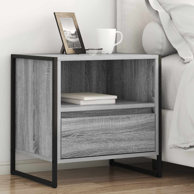 50cm W Manufactured Wood Bedside Table, Grey Sonoma