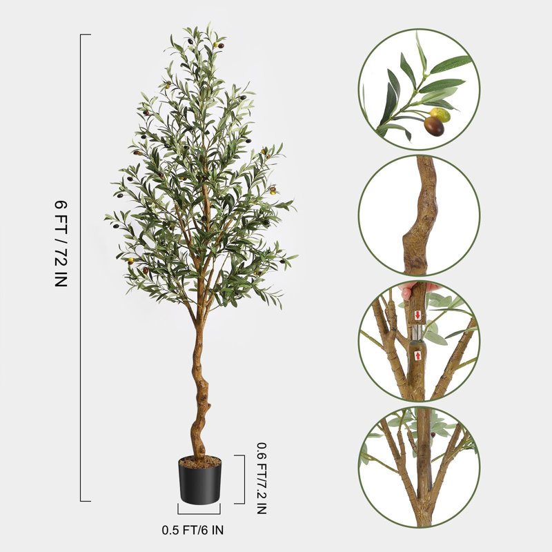 72'' Faux Olive Tree Tree in Pot, 2