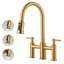 3 Holes 8 Inch Centerset Bridge Kitchen Faucet With Pull Down Sprayer-104947303