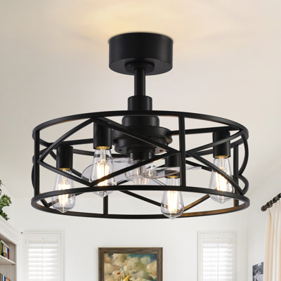 Greidis 20''Black Ceiling Fan with LED Lights and Remote, 6 Speed, DC Motor, 5''/10'' Downrods