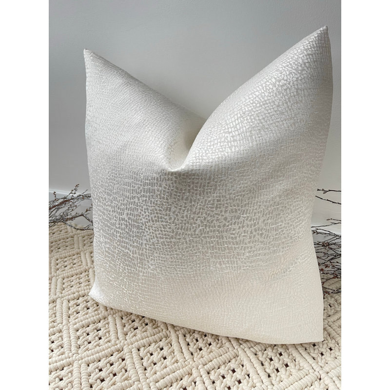 Abstract Silver Square Cushion Cover, Ivory