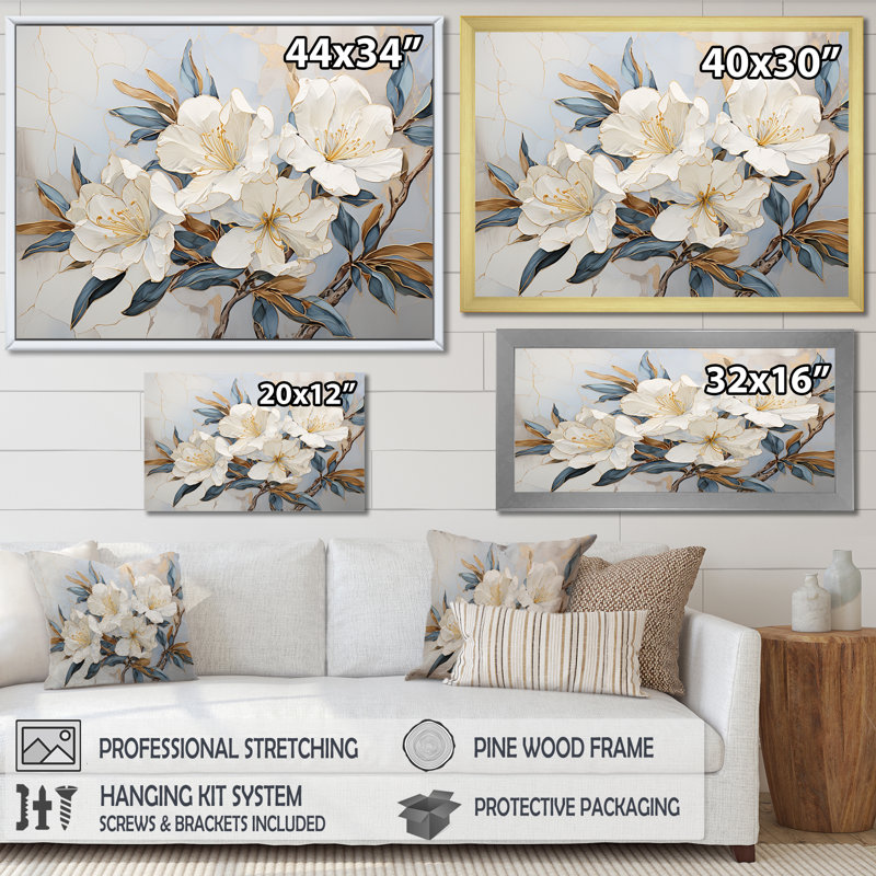 Minimalisme discret Rhododendron I, H 24 po x l 32 po x P 1 po, Toile tendue