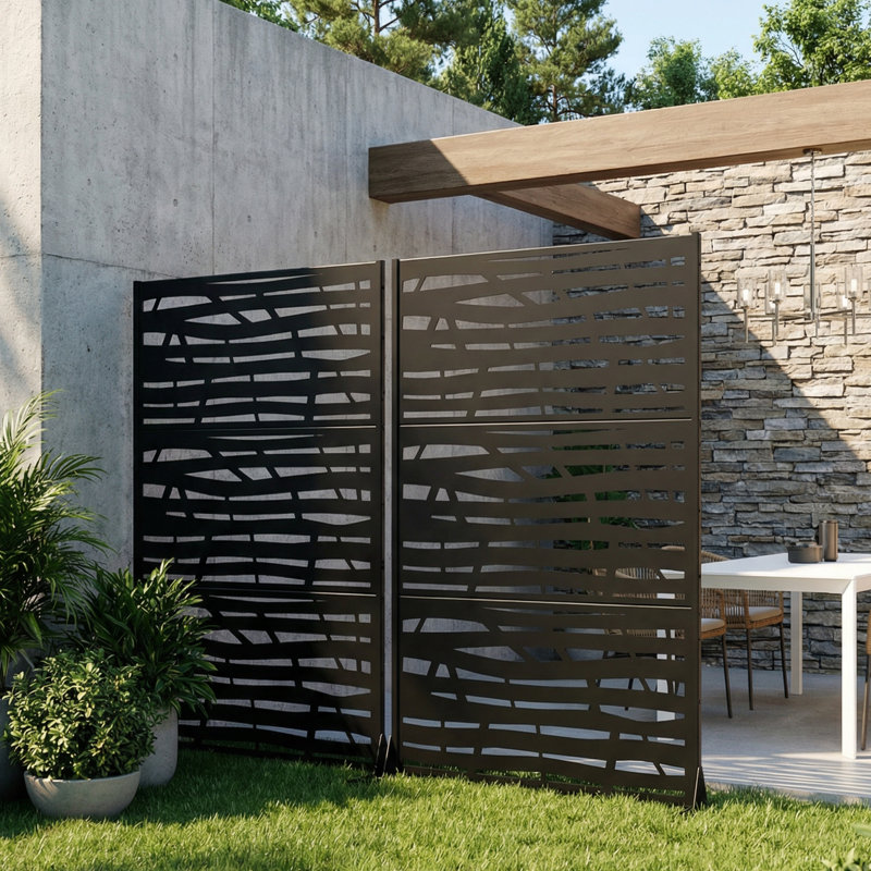 Cloison de séparation 72 po x 47 po autoportante en métal avec clôture en treillis pour patio, balcon, cour, piscine, pièce intérieure