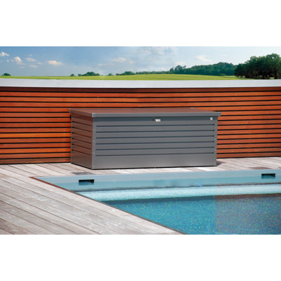 Biohort LeisureTime 71.25" L x 31.1" W x 27.9" H Water Resistant Metal Galvanized Steel Deck Box with Lock and Soft Close Hydraulic Lift