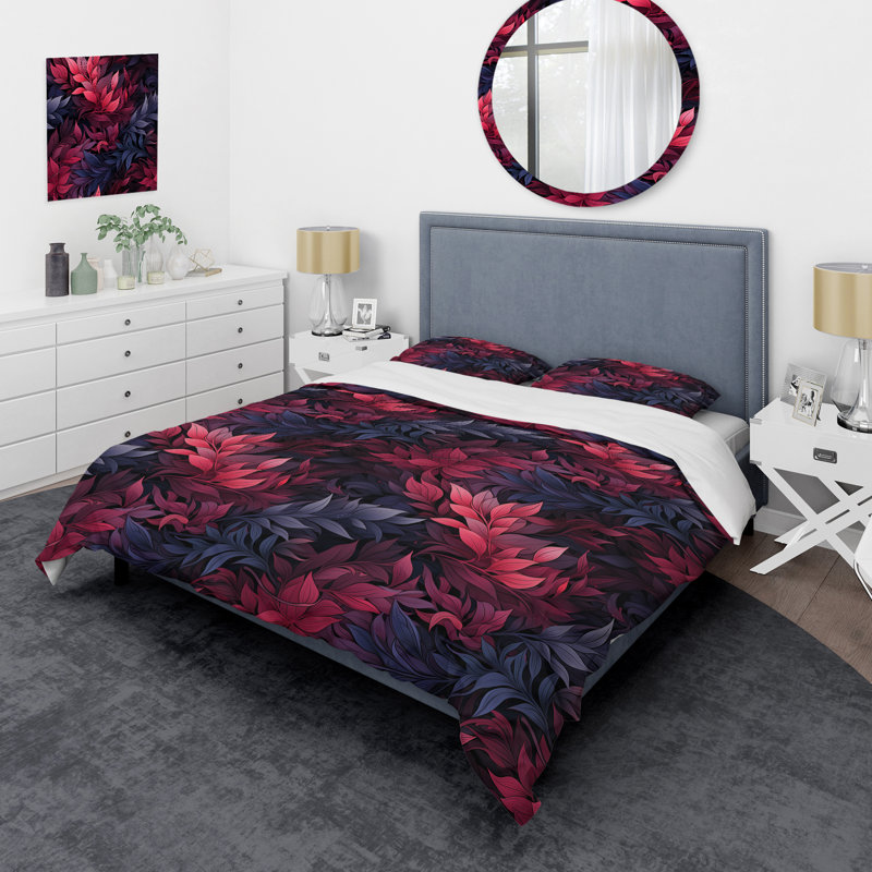 Literie Crimson Twilight Moody, Housse de couette pour grand lit et 2 taies décor