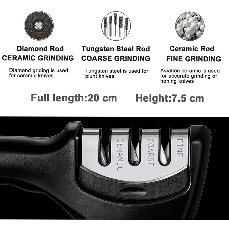 LIGHTSMAX Manual Knife Sharpener with 3-Stages LIGHTSMAX Manual Knife Sharpener with 3-Stages