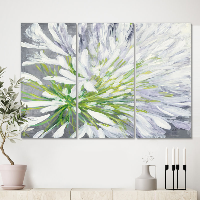 Flower Cleome Splash II - 3 pièces, reproduction d'art sur toile tendue, H 40 po x l 60 po x P 1 po