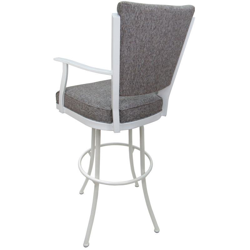 Tabouret de bar pivotant Cunegonda, Blanc / Gris