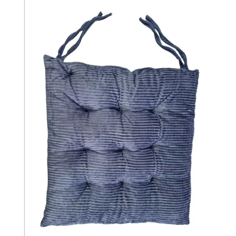 chair Pad Check Coffee, Blue Striped, 4, Polyester