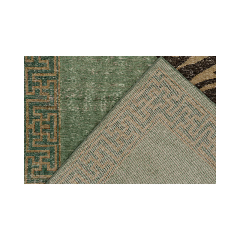 Distressed Homage Hand Knotted Wool Animal Print Area Rug, Runner 3' x 12'