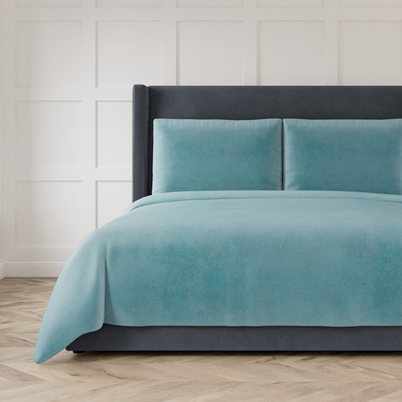 Modern Velvet Coverlet, King Coverlet, Amalfi Blue