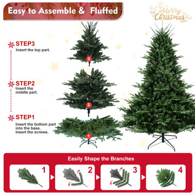 Full-Shaped 5FT Christmas Tree With 1129 Tips – PE/PVC Mixed Needles, Wide Base For Large Spaces, Hinged Structure For Easy Setup, Metal Stand For Strong Support*