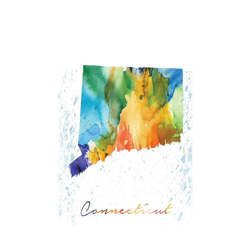 Connecticut State Colourful - Wrapped Canvas Painting, 66.04cm H x 45.72cm W x 1.91cm D