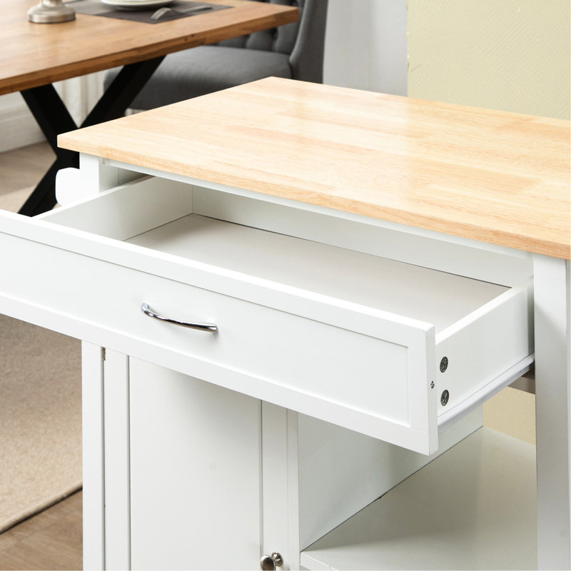 Îlot de cuisine roulant, blanc avec rangement supérieur et tiroir, pour salle à manger, chariot à îlot de rangement fiable, rangement