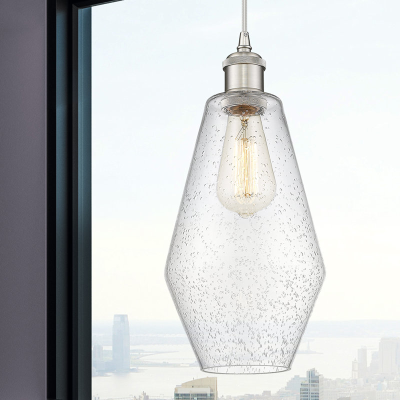 Luminaire suspendu simple à 1 lumière Gabbie, Nickel satiné brossé
