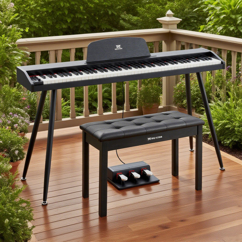 88 Keys Semi Weighted Electric Piano Keyboard With Wood Piano Bench For For Beginners, Portable Digital Piano 88 Key Weighted With 3-pedal Unit