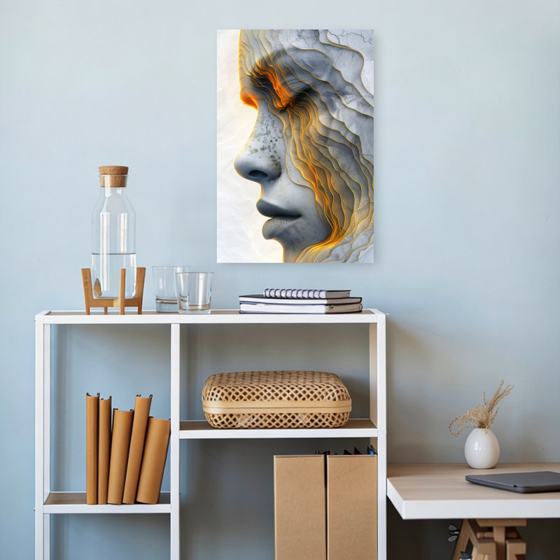 «Golden Profile Elegant Contemporary», art mural, 18" H x 12" W