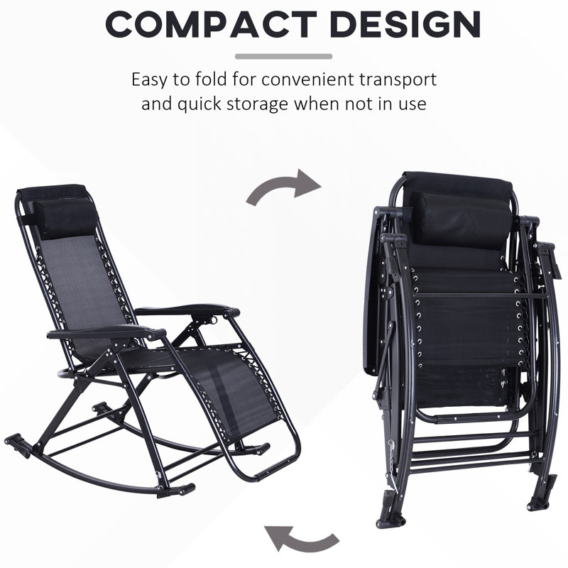 Chaise berçante d'extérieur pliable avec fauteuil inclinable