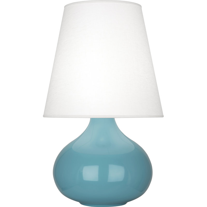 Small June Accent Lamp, Steel Blue, Oyster Linen
