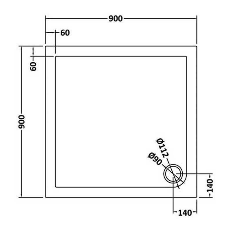 Standard Shower Tray - Slate Grey, 40mm H x 900mm W x 900mm D, Corner
