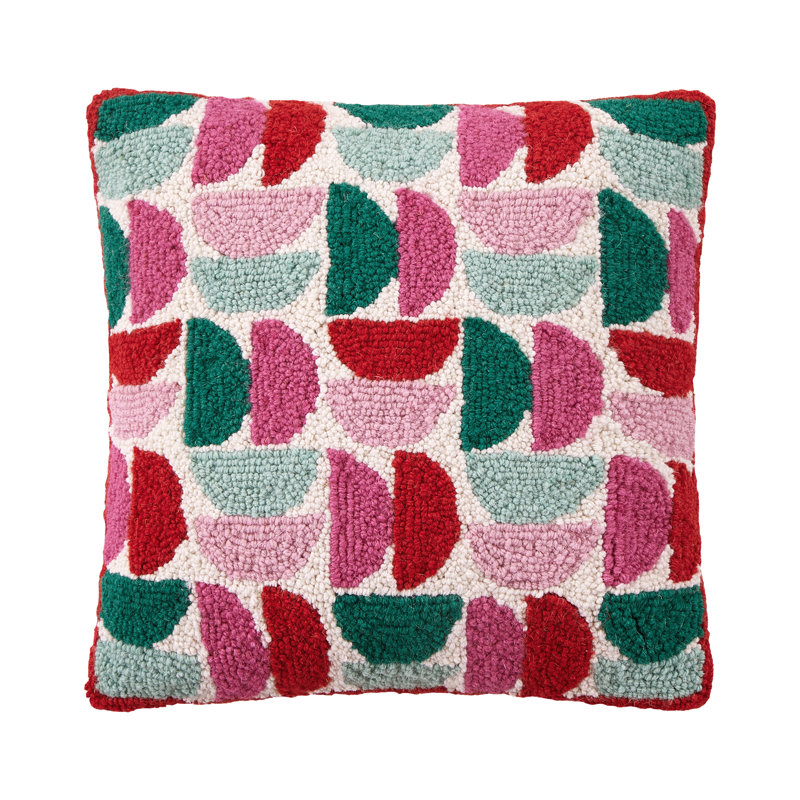 Coussin de Noël demi-lune en laine crochetée - 40 cm x 40 cm