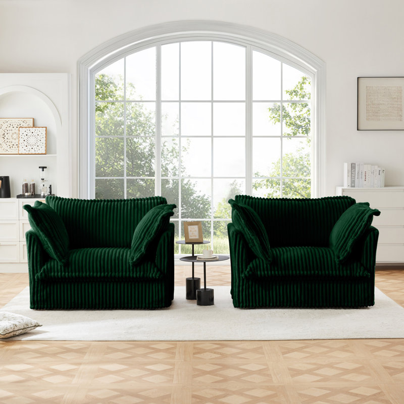 Chaises d'appoint Nickolas, Velours côtelé vert