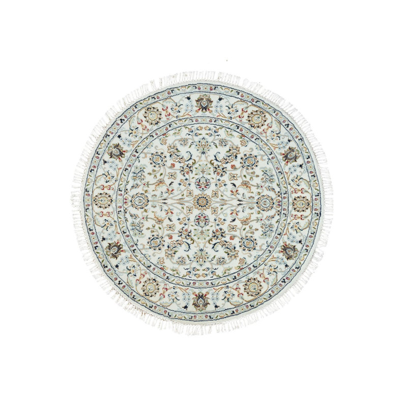 Tapis rond 100% laine noué à la main blanc 100% laine 3 pi 9 po x 3 pi 9 po 8646E21D62234EBE8DC6BA2BDC74FE4C