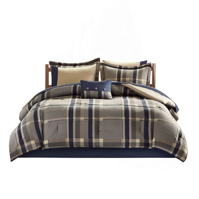 Twin XL Plaid Comforter Set With Bed Sheets