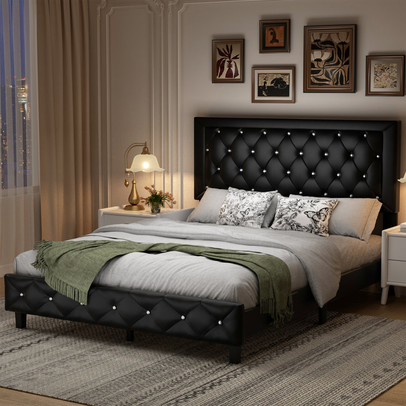 Lit plateforme tapissier Ming, Grand