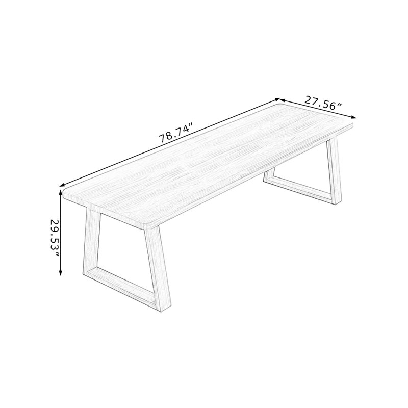 Bureau d'écriture rectangulaire en bois massif noyer, 29.53"H*78.74"W*27.56"D
