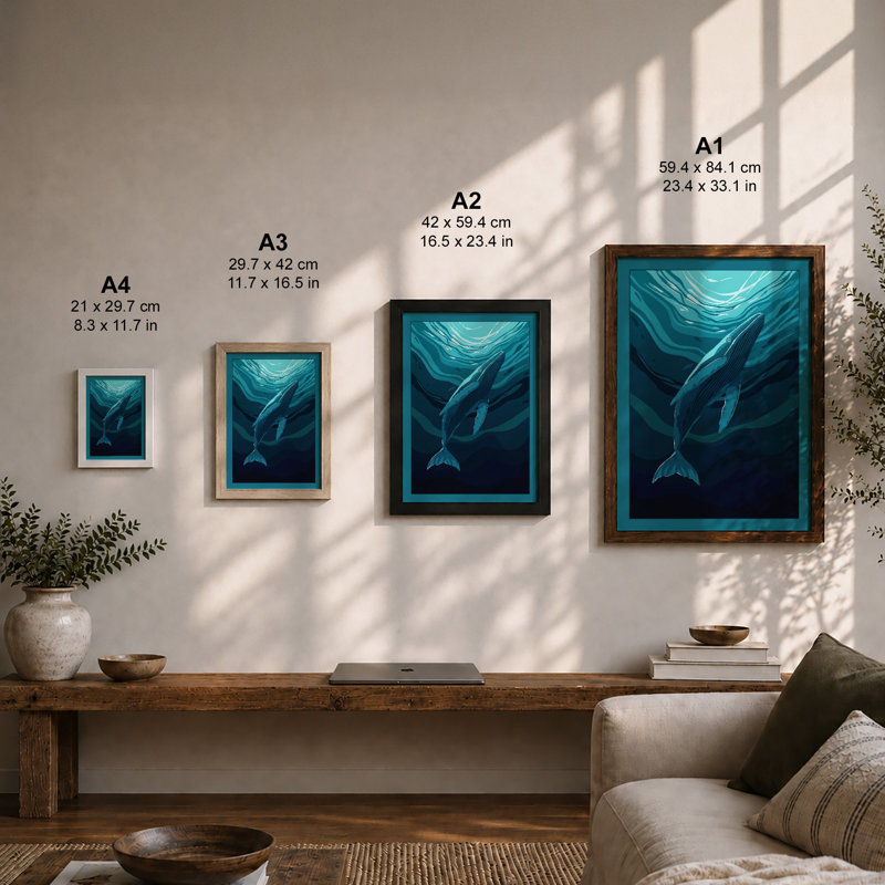 Whale Rising Coastal - Print, Unframed, A2 - 59.4 x 42.0 cm
