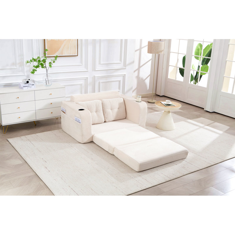 Canapé-lit convertible, canapé-lit double extensible, canapé-lit convertible 2 en 1, canapé-lit pliant avec coussins, Beige