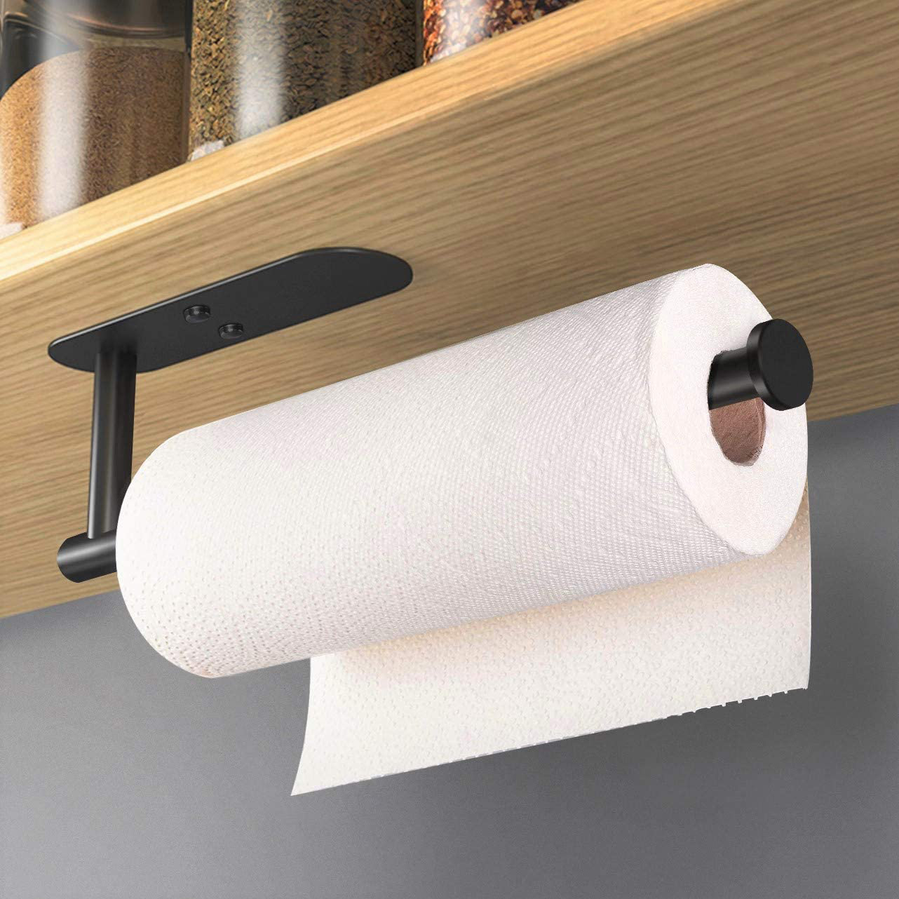 KES Black Paper Towel Holder Under Cabinet Paper Towel Roll Holder for  Kitchen Adhesive No Drilling Wall Mount SUS 304 Stainless Steel Matte  Black