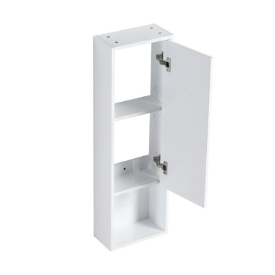 Armoire de salle de bain murale de 12 pouces avec portes à fermeture douce, blanc brillant, design flottant, pour organiser de petits objets