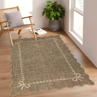 Tapis festonné lavable à nœuds pour chambre de bébé et couloir