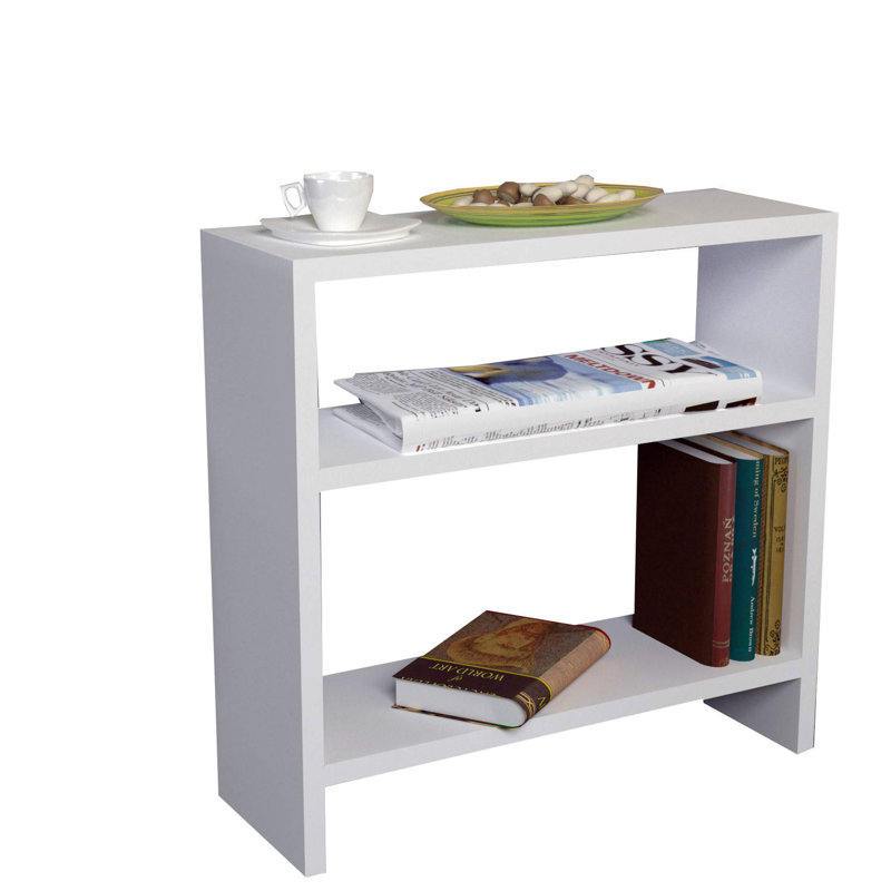 Modern White Side Table, 20.1 x 19.3 x 6.9 inches | 100% Melamine Coated Particle Board, Thickness: 0.7 inches | Multipurpose Design with Additional Storage, Ideal for Living Room & Bedroom, Elegant Style