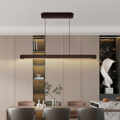 Luminaire suspendu moderne en bois de noyer de 39 pouces, lumière réglable réglable pour la salle à manger, la cuisine et le salon - Finition de couleur noyer élégante