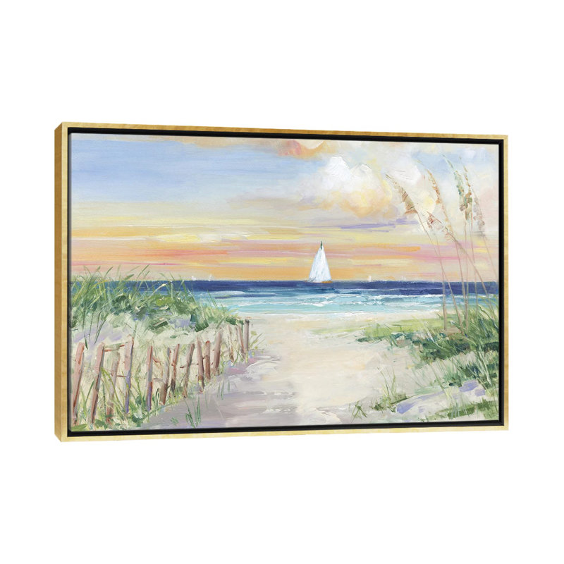 «Set Sail» par Sally Swatland - reproduction d'art, H 40 po x l 60 po x 1,5 po, Gold Framed, Pas de tapis