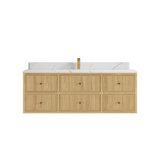 Sonoma Floating Teak 60'' Single Bathroom Vanity with Quartz Top