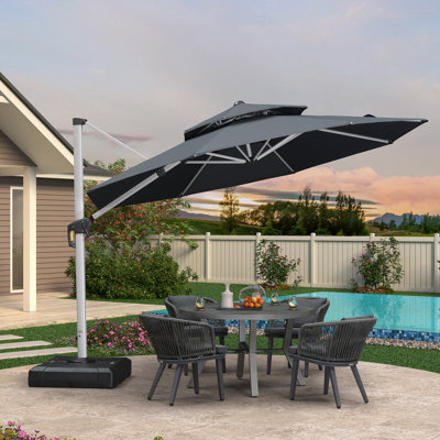 Burgue  11 FT Round Cantilever Umbrella,Gray
