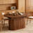 55.11"-70.86" Walnut Extendable Oval Dining Table With Striped Pedestal Base For Kitchen & Living Room-1208986618