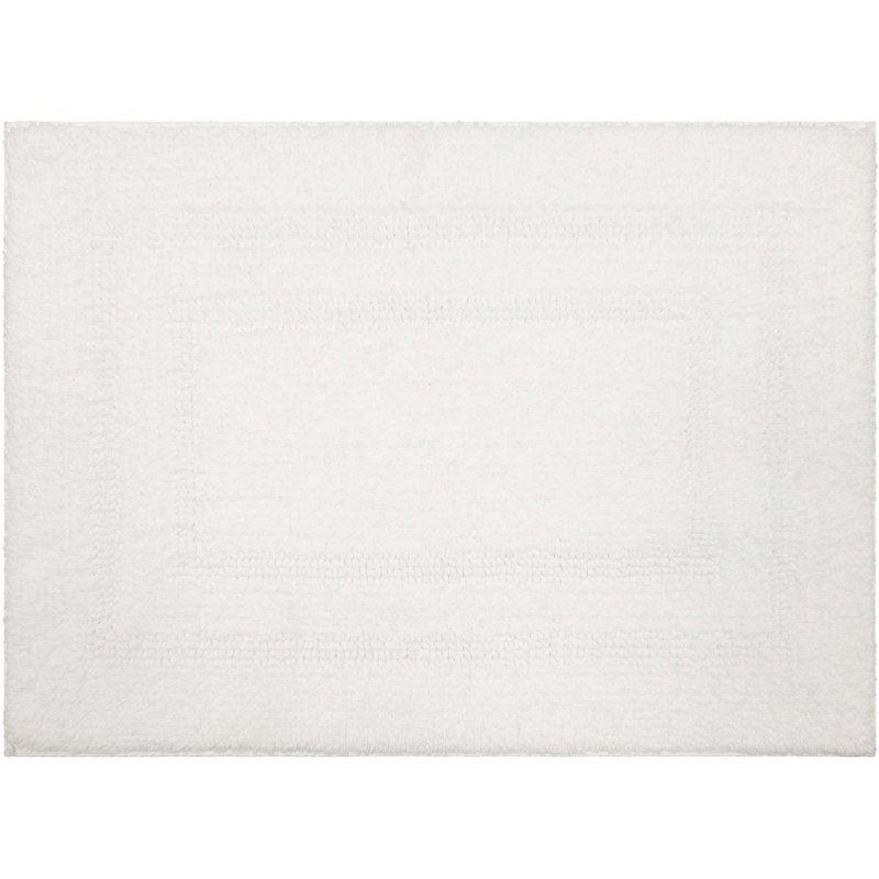 Kail Plush Stain/Fade Resistant Machine Washable Bath Mat, 21" W x 34" L, White