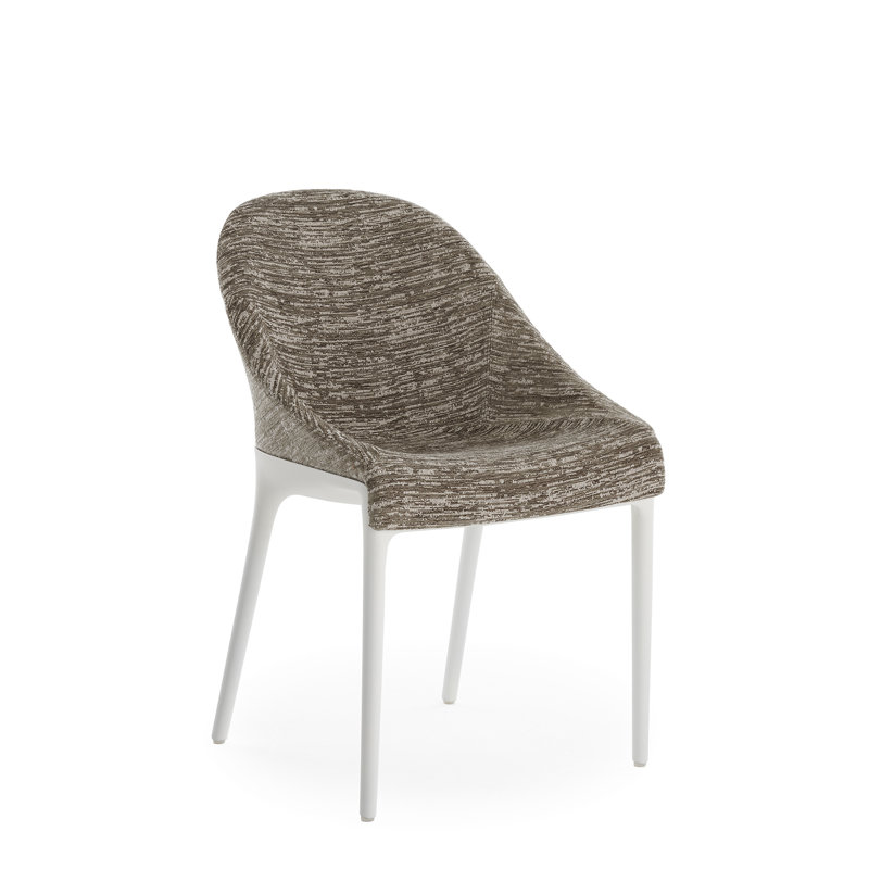Eleganza Upholstered Dining Chair, Taupe, White